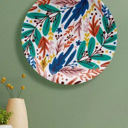nestroots Green & Pink Floral Printed Ceramic Wall Plate-picture-13