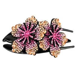 MIZORRI Women Pink & Black Embellished French Barrette-picture-12