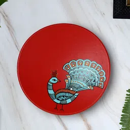 ARTYSTA BEAUTIFYING LIVES Red & Green Dancing Peacock Wall Plate-image-9