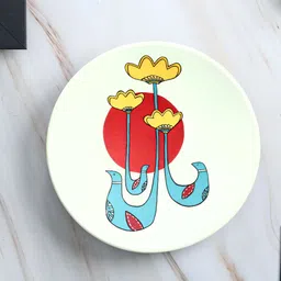 ARTYSTA BEAUTIFYING LIVES Off White Yellow & Red Bloom Wall Plate image 3