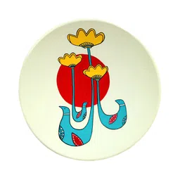 ARTYSTA BEAUTIFYING LIVES Off White Yellow & Red Bloom Wall Plate image 4