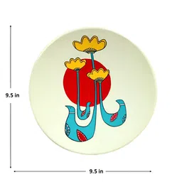 ARTYSTA BEAUTIFYING LIVES Off White Yellow & Red Bloom Wall Plate image 2