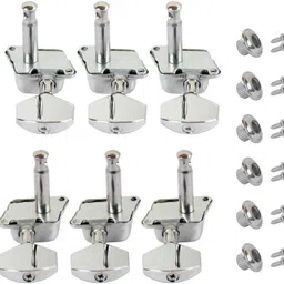 Chrome Tuning Peg Silver for Acoustic Guitar Parts Tuners Keys Guitar Tuning Pegs Tuners Machine Heads 3R+3L(6 PCS) Manual Analog Tuner-image-80