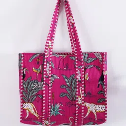 HANDICRAFT PALACE Conversational Printed Shopper Cotton Tote Bag With Quilted-picture-53