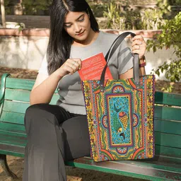 Kalankit Graphic Printed Vegan Leather Shopper Tote Bag image 4