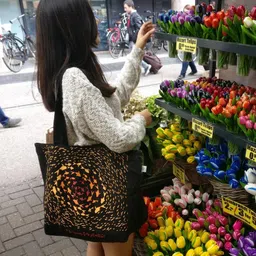 EcoRight Black Printed Oversized Shopper Cotton Tote Bag-picture-44