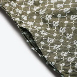 SOJANYA Men Olive Green & White Embroidered Kurta with Churidar image 3