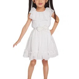 Peppermint Girls Self Design Embellished Fit & Flare Dress-image-82