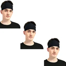 generic New Variety Store™ Head Band for Women Men, Premium Headband Sports Sweat Band, Elastic Non Slip Hair Band for Running Sports Travel Fitness Riding 3 Pcs image 1