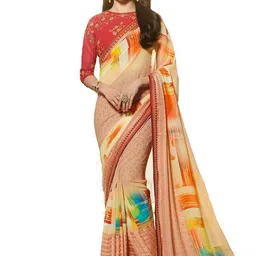 ROOP SUNDARI SAREES Floral Printed Pure Georgette Saree-picture-36