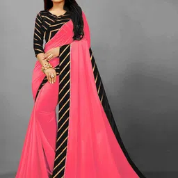 Flip The Style Pink & Black Zari Pure Georgette Saree-image-54