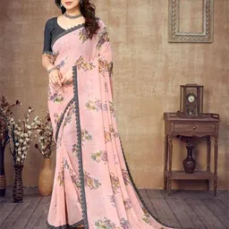 VAIRAGEE Floral Printed Poly Georgette Saree-picture-24