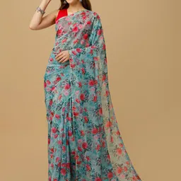 BAPS Floral Printed Saree image 1
