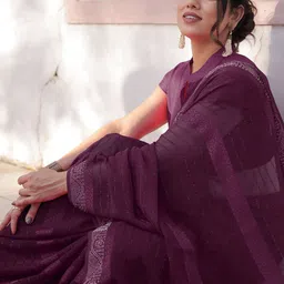MIRCHI FASHION Striped Beads and Stones Saree-image-28