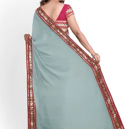 ARPITA FASHION Woven Design Embellished Mirror Work Saree image 3