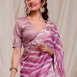 ODETTE Leheriya Embroidered Saree image 4