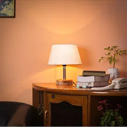 Pinecraft INTERNATIONAL White Edra Table Lamp with Cotton Shade-picture-24