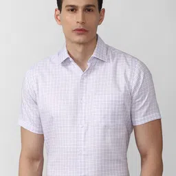 Van Heusen Men Regular Fit White Grid Tattersall Checks Checked Formal Shirt-picture-37