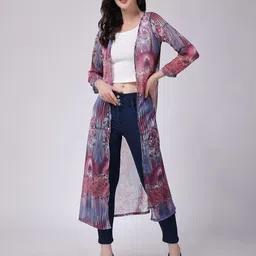 SCORPIUS Abstract Printed Georgette Longline Shrug-picture-46