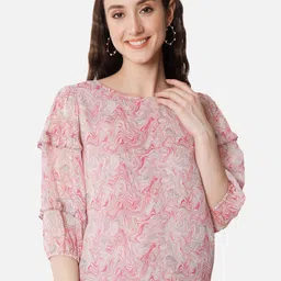 BAESD Abstract Printed Puff Sleeves Georgette Top-picture-15