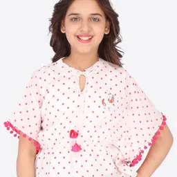 CUTECUMBER White Printed Tie-Up Neck Top-picture-21