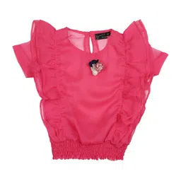 Actuel Girls Round Neck Short Sleeves Semi Sheer Top-picture-41