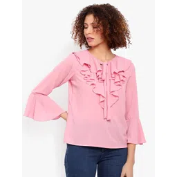 Indietoga Pink Ruffles Georgette Top-picture-32