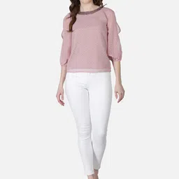 BAESD Self Design Puff Sleeves Sequined Detail Top image 4