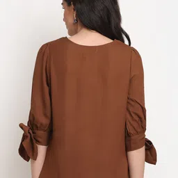 La Zoire Coffee Brown Georgette Top image 5