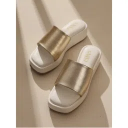 GNIST Metallic Flatform White Sandal Heels-picture-23