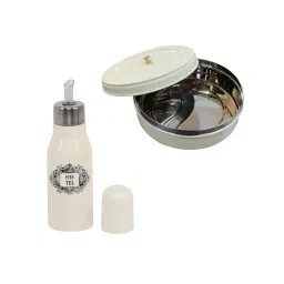 Living With Elan Stainless Steel Roti Box and Oil Dispenser (Set Of 2)-picture-12