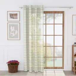 Story@Home Polyester Semi Long Door curtains Long, Green Checkered (8 Feet)-picture-18