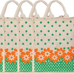 Jute 4 Pieces Lunch Carry Bag (Green)-CTKTC13294 Pack of 4 Grocery Bags-image-15