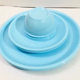 everbuy Pack of 8 Plastic Microwave Safe Dishwasher Safe Plastic Combo Plate Bowl Set (2 Full Plate{11 inch} +2 Half Plate {7.5 inch}+4 Bowls{250 ml} ) Ocean Blue Dinner Set-picture-10