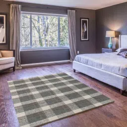 Grey Geometric Wool 4 ft x 6 ft Hand Tufted Carpet by Saraswati Global-image-99