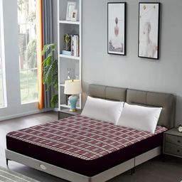 DREAM CARE Maroon & White Geometric Printed Stretchable Single Mattress Protector-picture-28