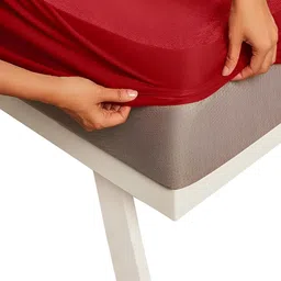 GADDA CO Maroon Terry Textured Waterproof Mattress Protector image 5