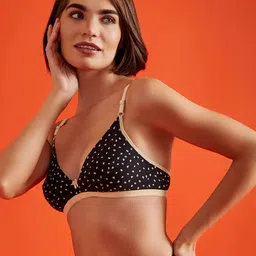 Clovia Printed Non-Padded Non-Wired Cotton Demi Cup Printed Plunge Bra BR1595Z1342B image 3