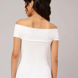 DressBerry Rose Revival Off-Shoulder Applique Ruched Fitted Top image 5