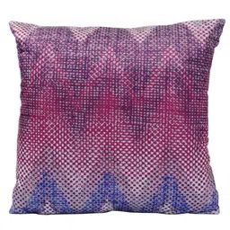 Myntra Elegant Homes Blue & Mustard Set of 5 Geometric Velvet Square Cushion Covers image 4