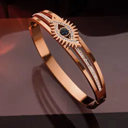 Jewels Galaxy Rose Gold-Plated American Diamond Studded Bangle-Style Bracelet image 1