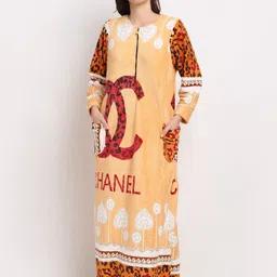 NEUDIS Yellow Printed Maxi Fleece Nightdress-picture-41