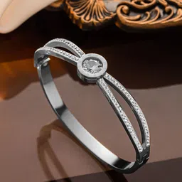 Designs & You Silver-Plated American Diamond-Studded Bangle-Style Bracelet image 1