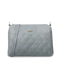 Mochi Grey Embellished PU Structured Sling Bag with Quilted image 2