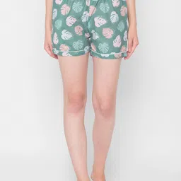 FashionRack Women Pack Of 2 Blue & Green Printed Lounge Shorts image 2