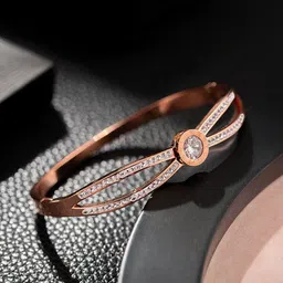 Jewels Galaxy Rose Gold Plated Stainless Steel Bangle Style Bracelet image 2