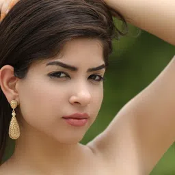 Crunchy Fashion Gold-Plated Stone-Studded Oval Drop Earrings image 3