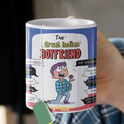 Oye Happy Multicoloured Great Indian Boyfriend Printed Ceramic Glossy Mug image 3