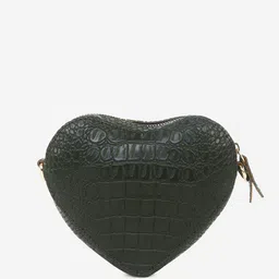 Black Spade Textured Structured Heart Shaped Sling Bag image 3