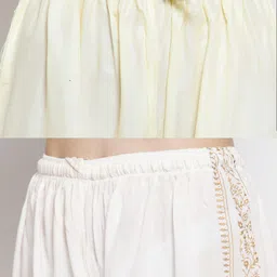 Clora Creation Set Of 2 Women White & Gold-Toned Floral Printed Knitted Palazzos image 2